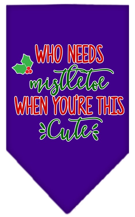 Who Needs Mistletoe Screen Print Bandana Purple Large